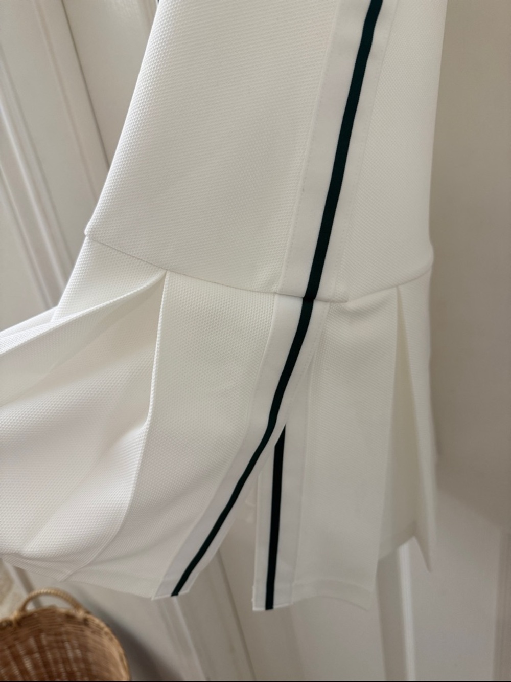 Lacoste White Sleeveless V-Neck Tennis Dress with Forest Green Trim - Picture 3 of 8
